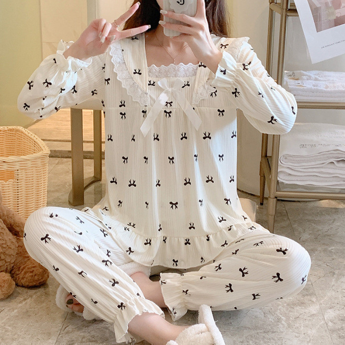 Baju Tidur Wanita Baju Tidur Piyama Wanita Lengan Panjang Piyama Wanita Korean Style Krinkel