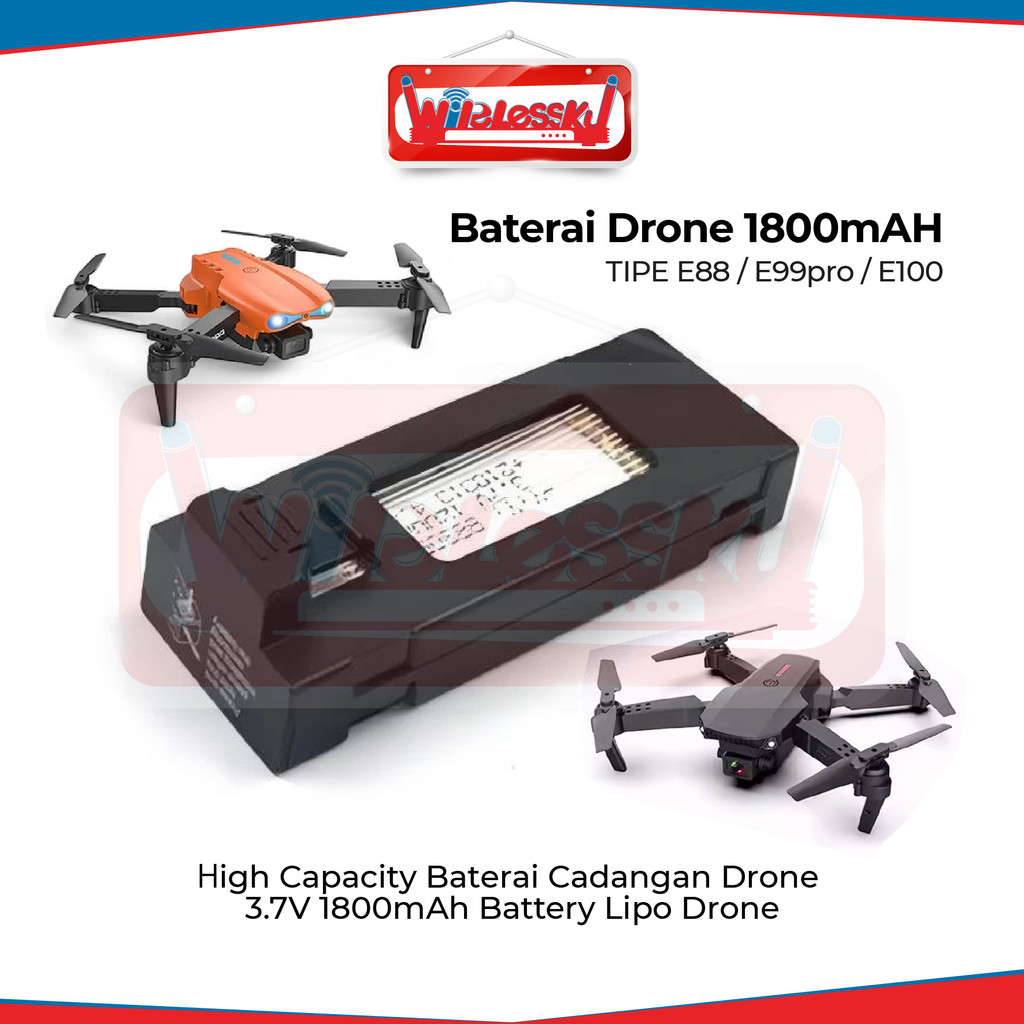 Baterai Drone E88 / E99Pro / E100 Drone Battery 1800Mah Batre - Wirelessku