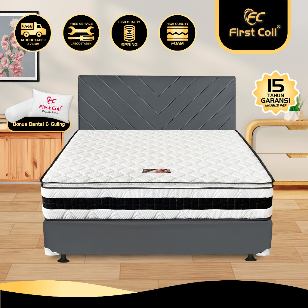 First Coil Springbed Silver Pillowtop - Kasur Springbed Fullset