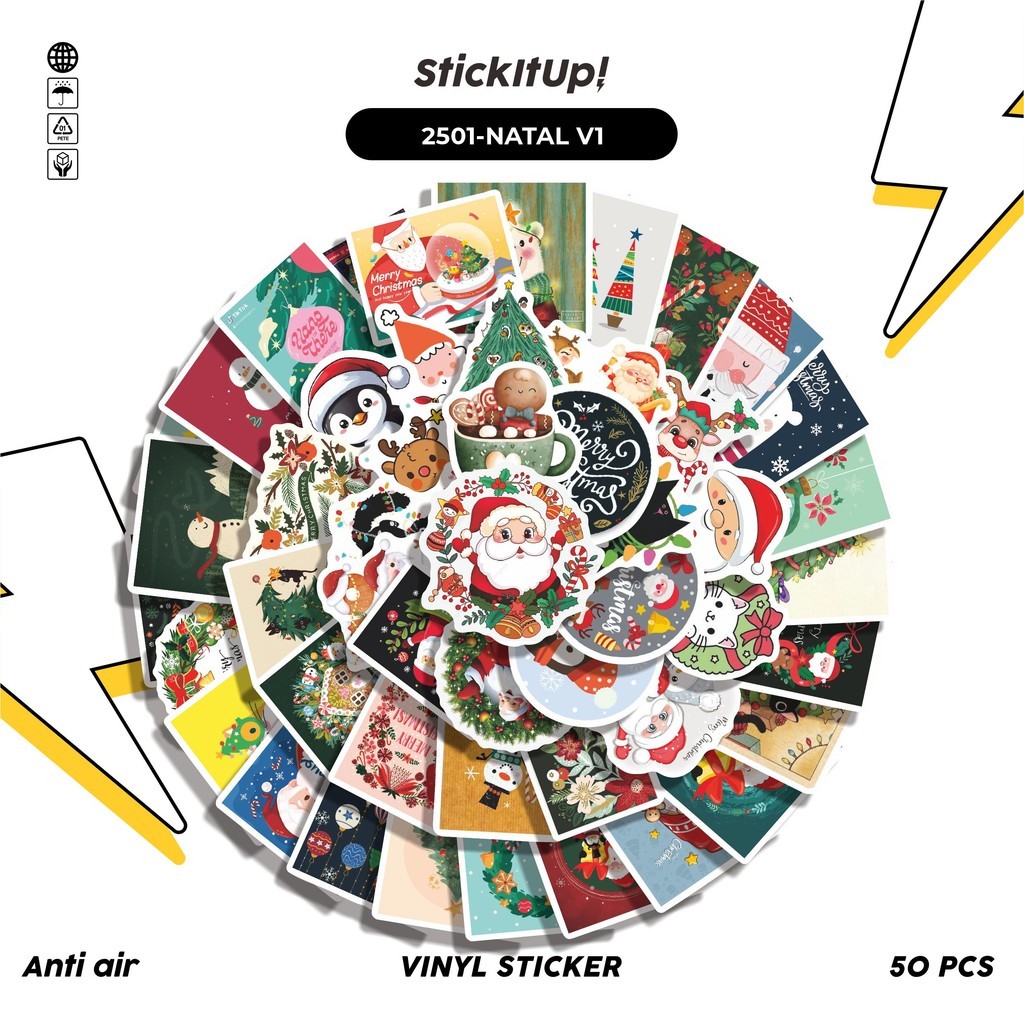 

COD✨ 50 Pcs Stiker NATAL V1 Lucu Anti Air Untuk Dekorasi Notebook Sepeda Skateboard Handphone DIY