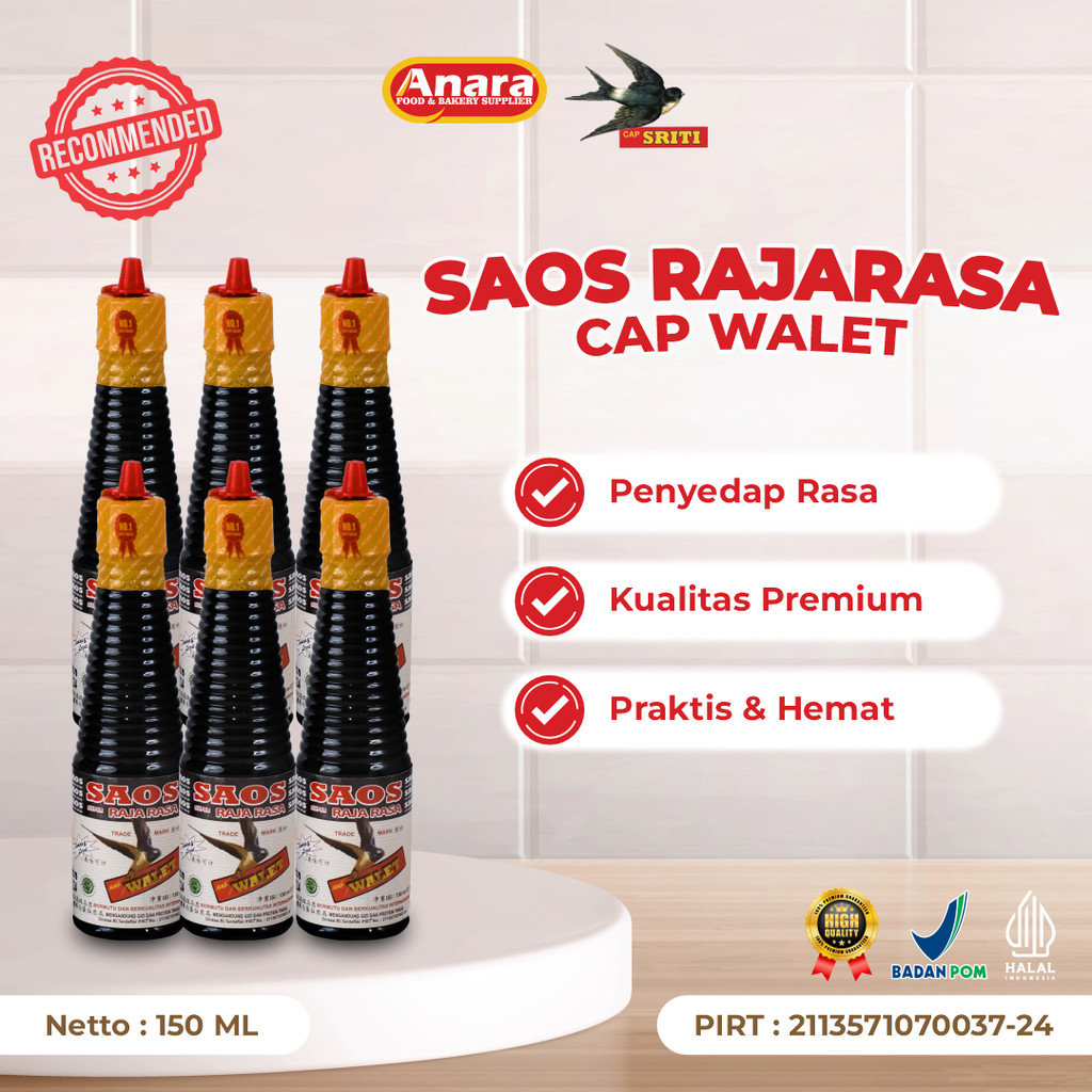 

[6pcs] Saus Raja Rasa organik Cap Walet 150ml (HALAL) PENYEDAP RASA | PENYEDAP MASAKAN | Non MSG