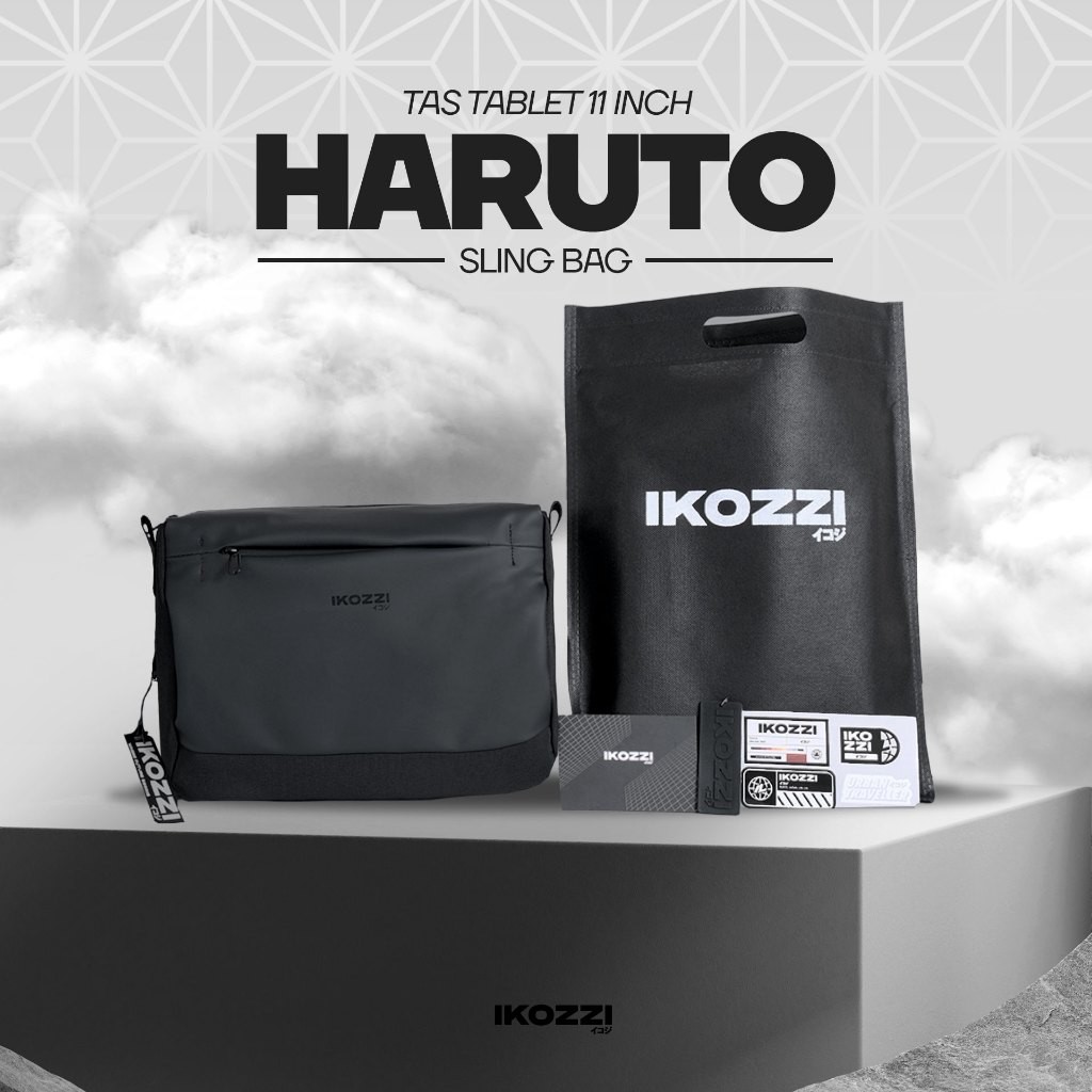 Ikozzi Tas Haruto Slingbag Pria Tas selempang Cowok Tas Tab 11 Inch Handbag Hitam Waterproof