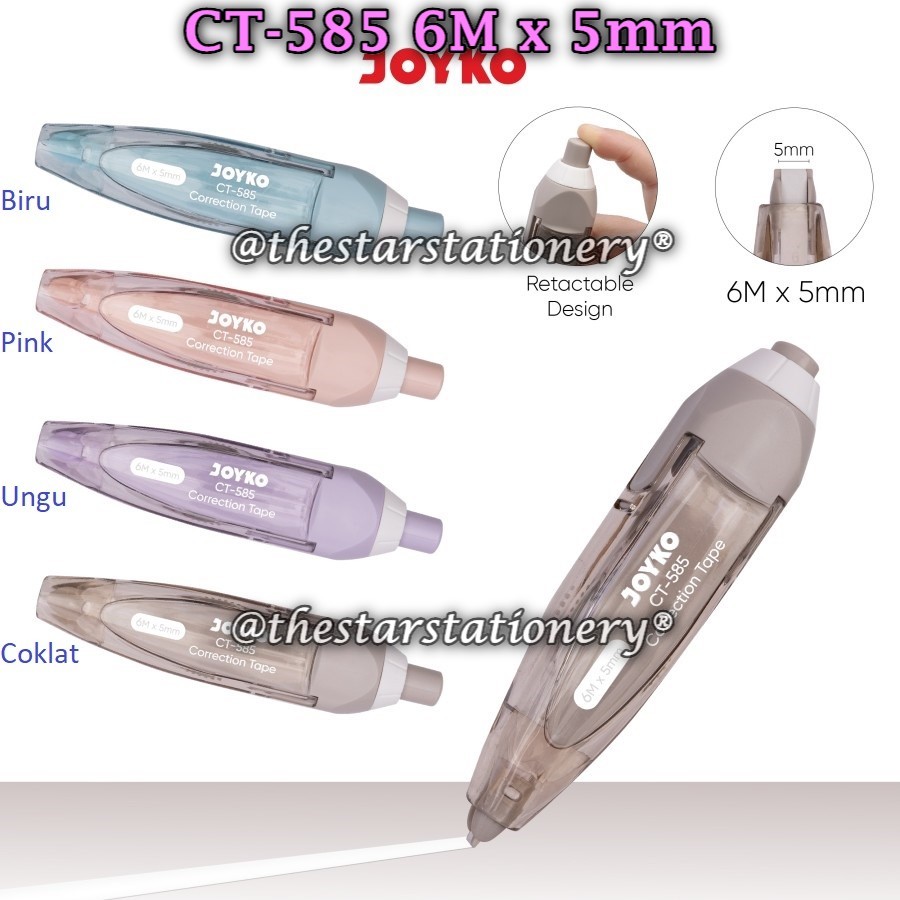 

(1 Biji) Correction Tape Joyko CT-585 (6 M x 5 mm) / Pita Koreksi Joyko CT 585