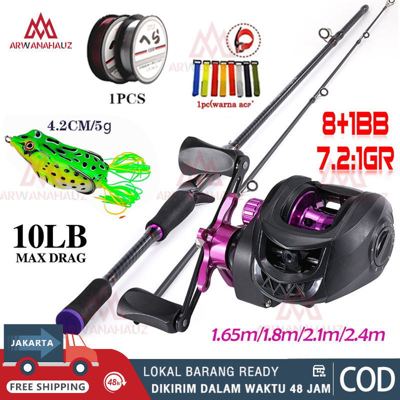 Joran pancing 1 set, 1 set joran dan reel bc, BC Set Joran Pancing 160/180/210/240cm 2 Bagian