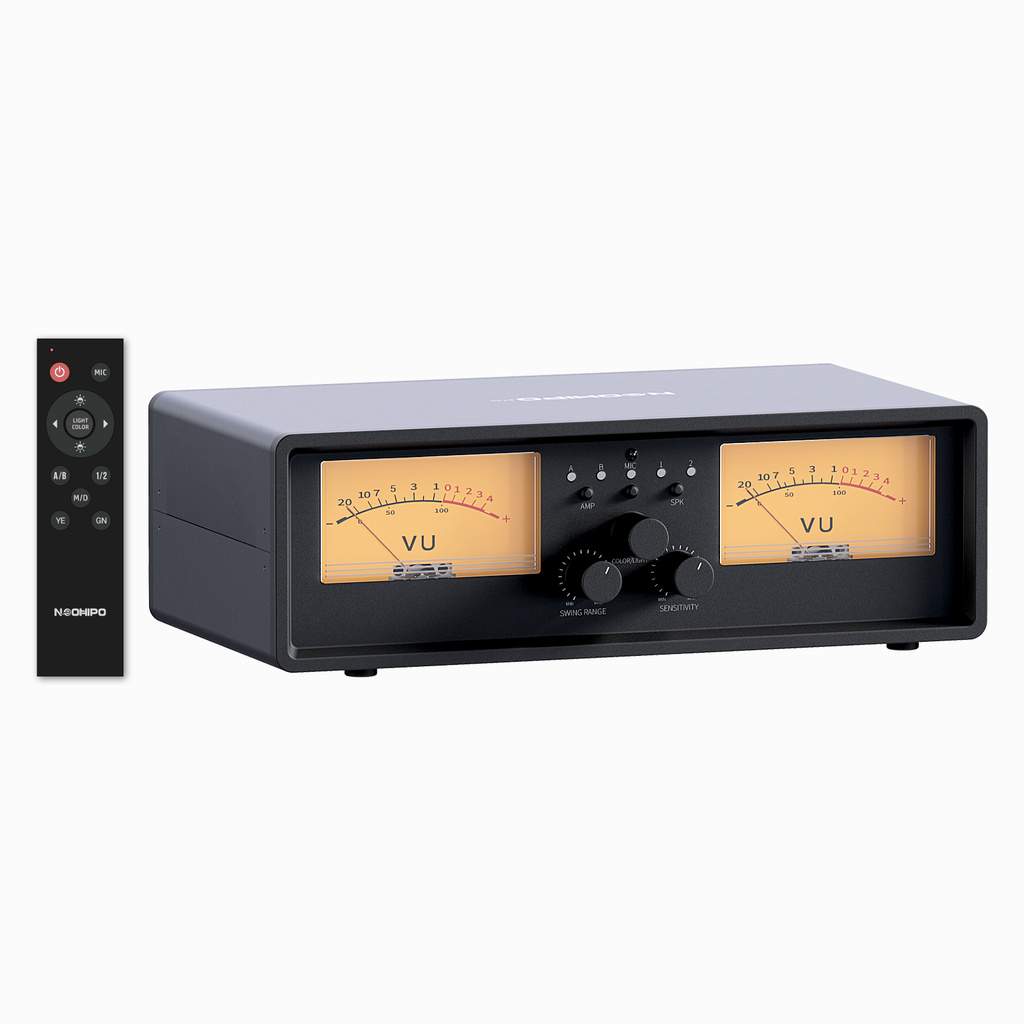 ET30 Amplifier Speaker Switcher, 2-in-2 Out Dual Analog VU Meter, Audio Switcher with DB Panel Displ