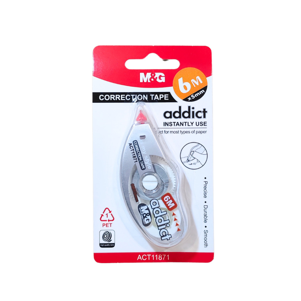 

Correction Tape M&G ACT11871 Addict Instanly Use Tip Ex Kertas 6m x 5mm - SATUAN- SHABG