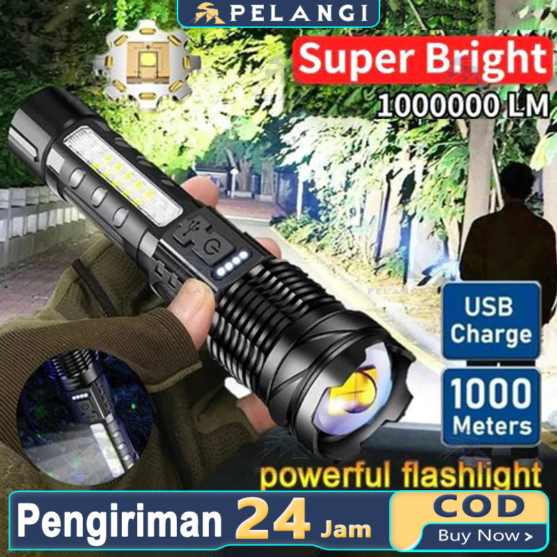 Senter Swat Police Terbaik / zoom 7 mode cahaya senter/Senter Led Rechargeable /Senter led a76 jarak