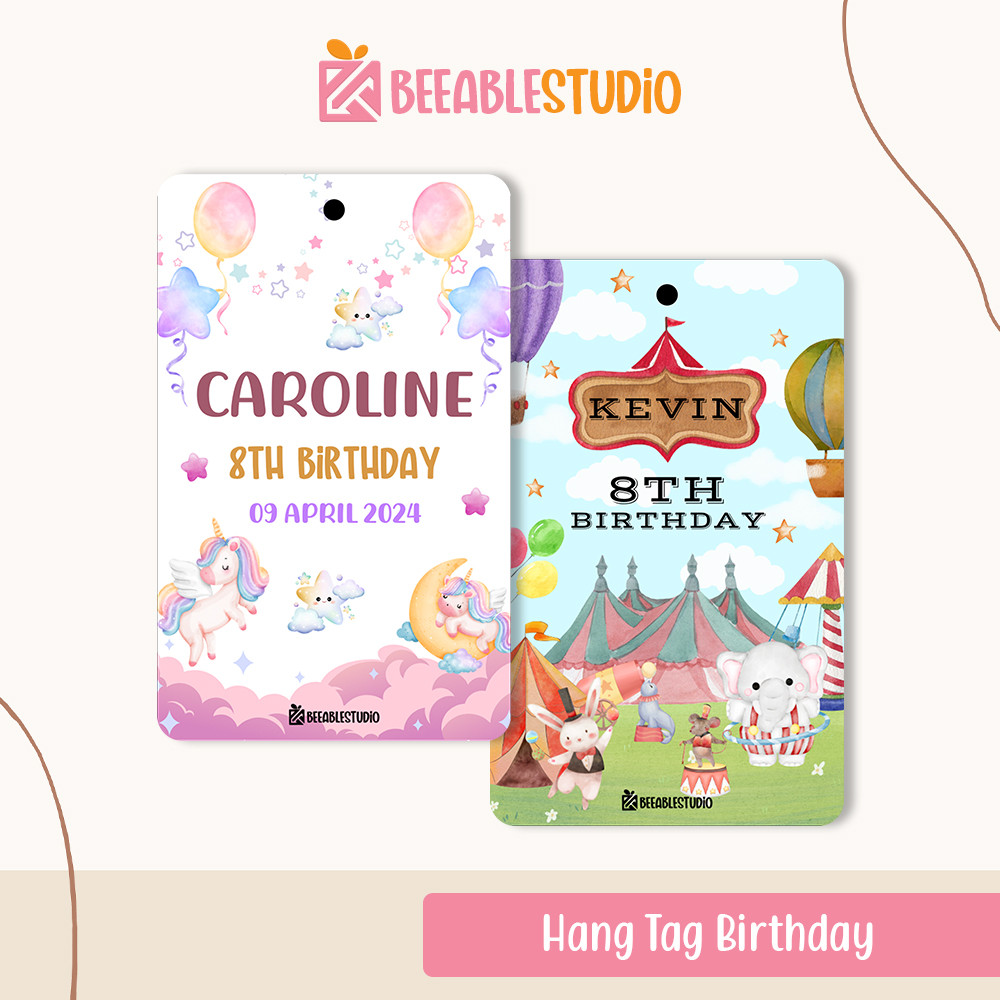 

[16pcs] Hang Tag Birthday Custom Hangtag Ulang Tahun Anak Label Hampers