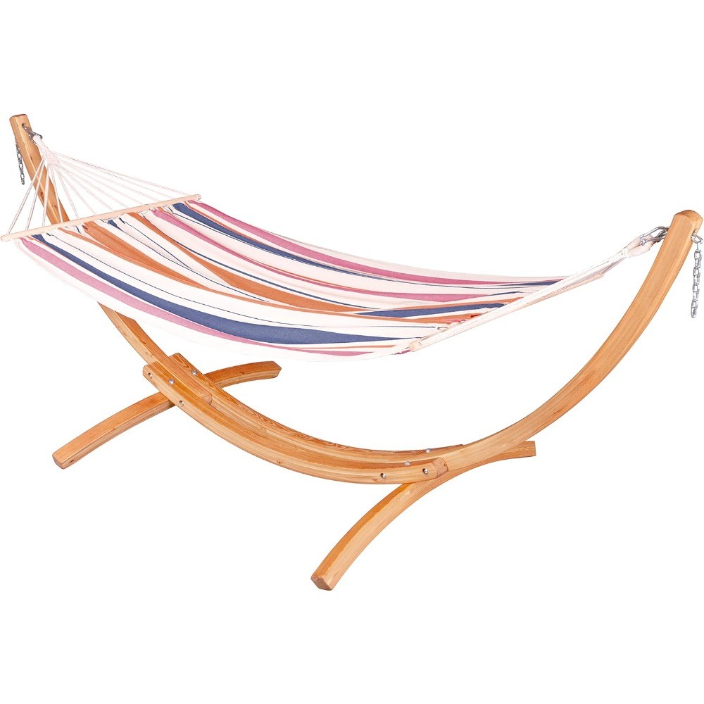 LA Siesta® Hammock with Spreader Bar & Wood Stand, Weatherproof Outdoor Hammock with Stand for Outsi