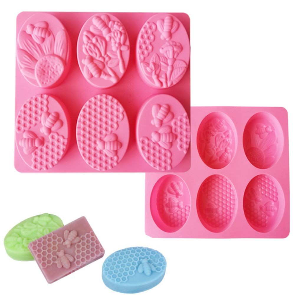 

3D 6 Cavities Bee Oval Honeycomb Silicone Soap Mold DIY Honey Fondant Cake Mold Tool Handmade Candle Mold Baking Mold