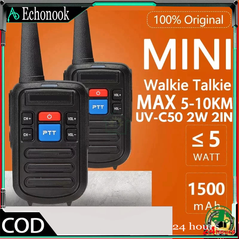 WOW 【COD】HT BAOFENG BF-C50 Set 2 Unit BAOFENG BF C50 Two Way Mini Walkie Talkie UHF Single Band