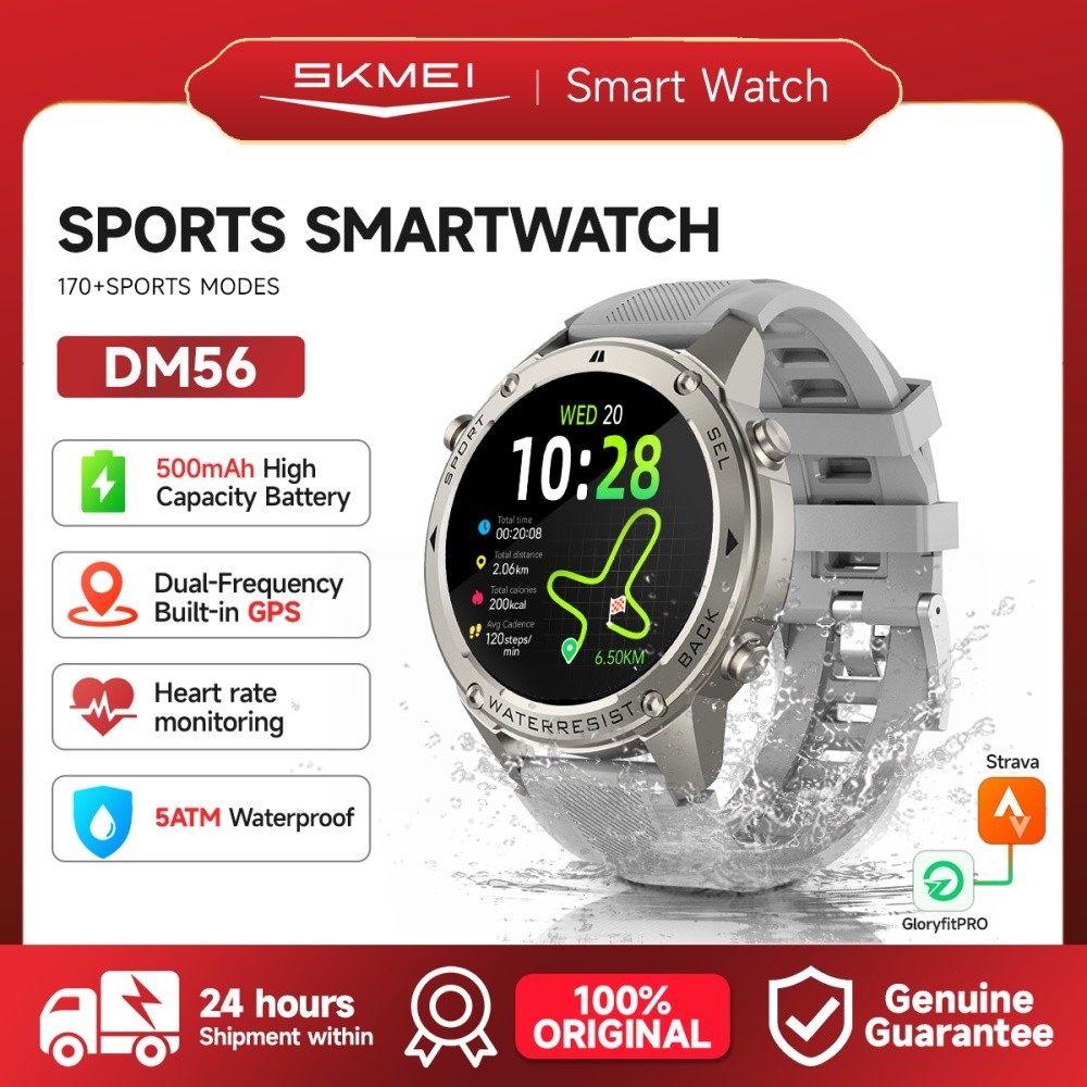 SKMEI DM56 Smartwatch Pria  GPS Map 1.43inci Amoled Touch Screen Support Stava Jam  Tangan Smartwatc