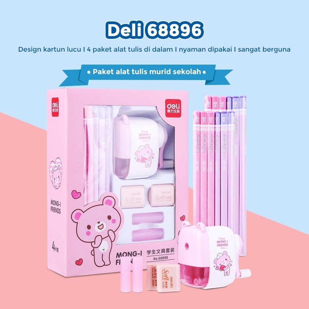 

JAMIN MURAH !!!Deli Stationery set 4 in 1 rautan pensil 12pcs pensil 2 penghapus dan 2 penutup pena 68896(BISA LANGSUNG ORDER)