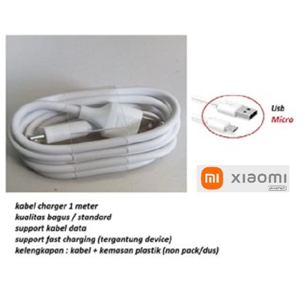 (putih) Usb micro kabel charger xiaomi redmi 9C - redmi 9C NFC