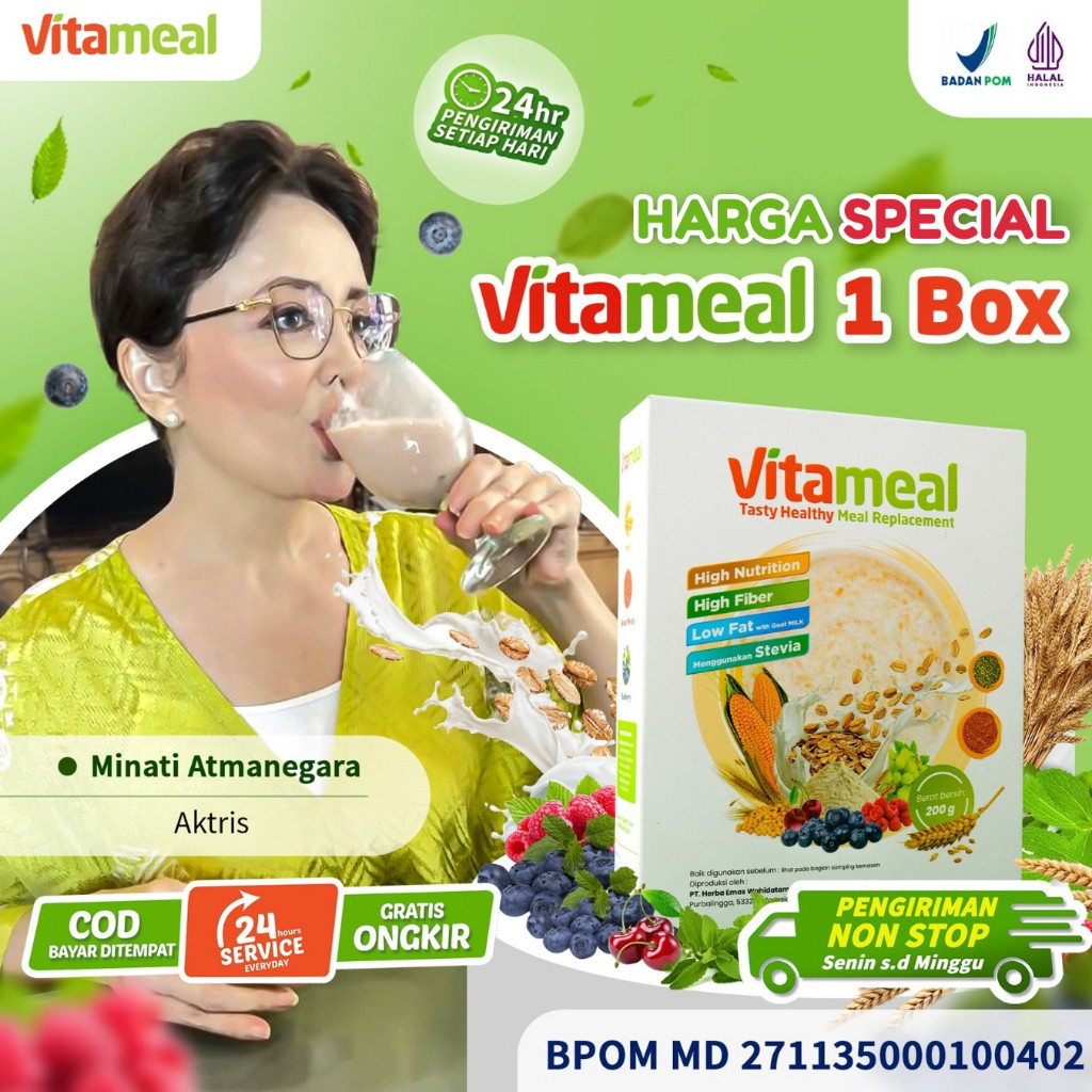 

New VITAMEAL 1 BOX SARAPAN SEHAT Sereal Multigrain Sehat Bantu Cegah Diabetes Turunkan Kolesterol Ampuh Tanpa Efek SampingPremium
