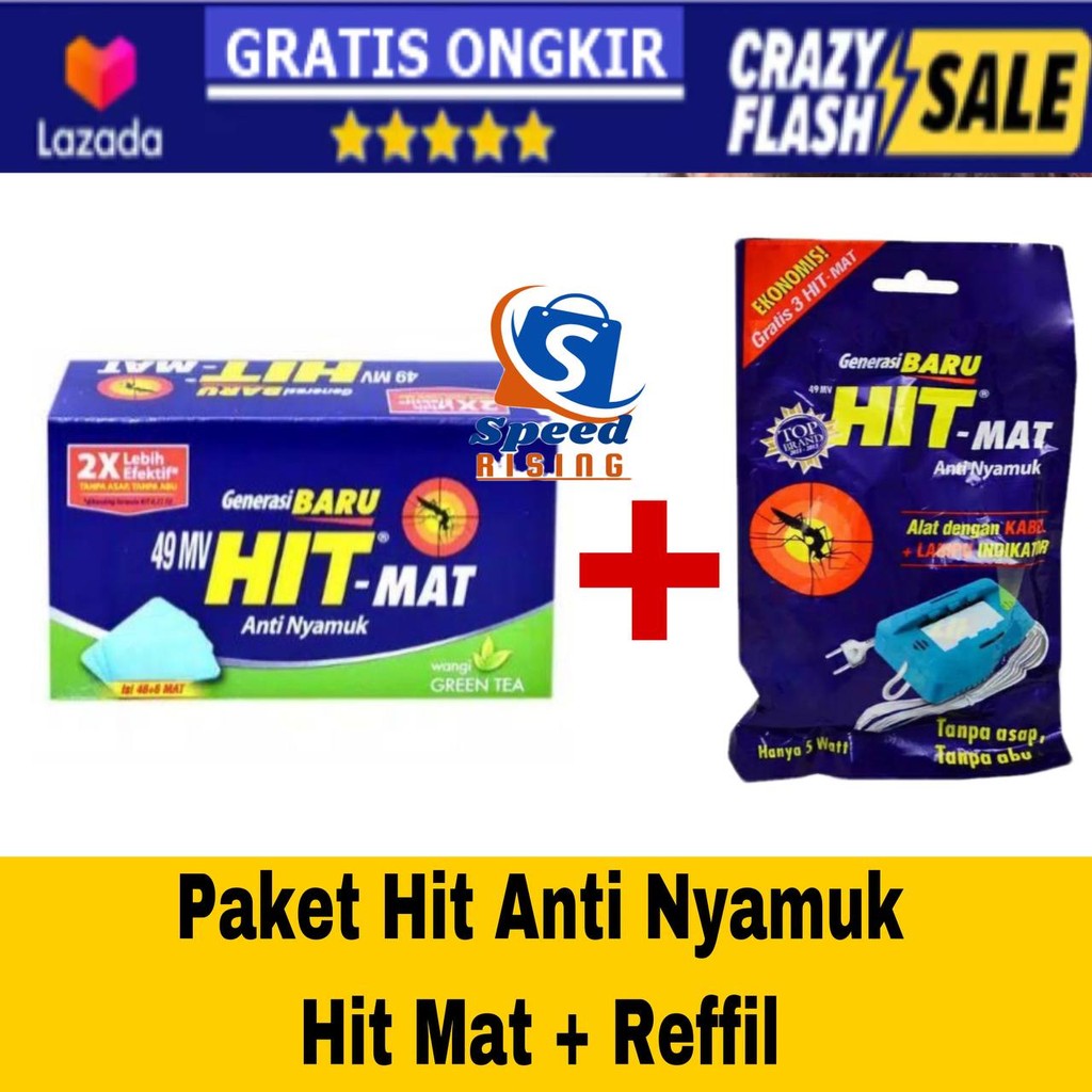 Hit Mat Paket Anti Nyamuk Elektrik Alat Dan Refill 18+9 Mat Wangi Greentea Ori
