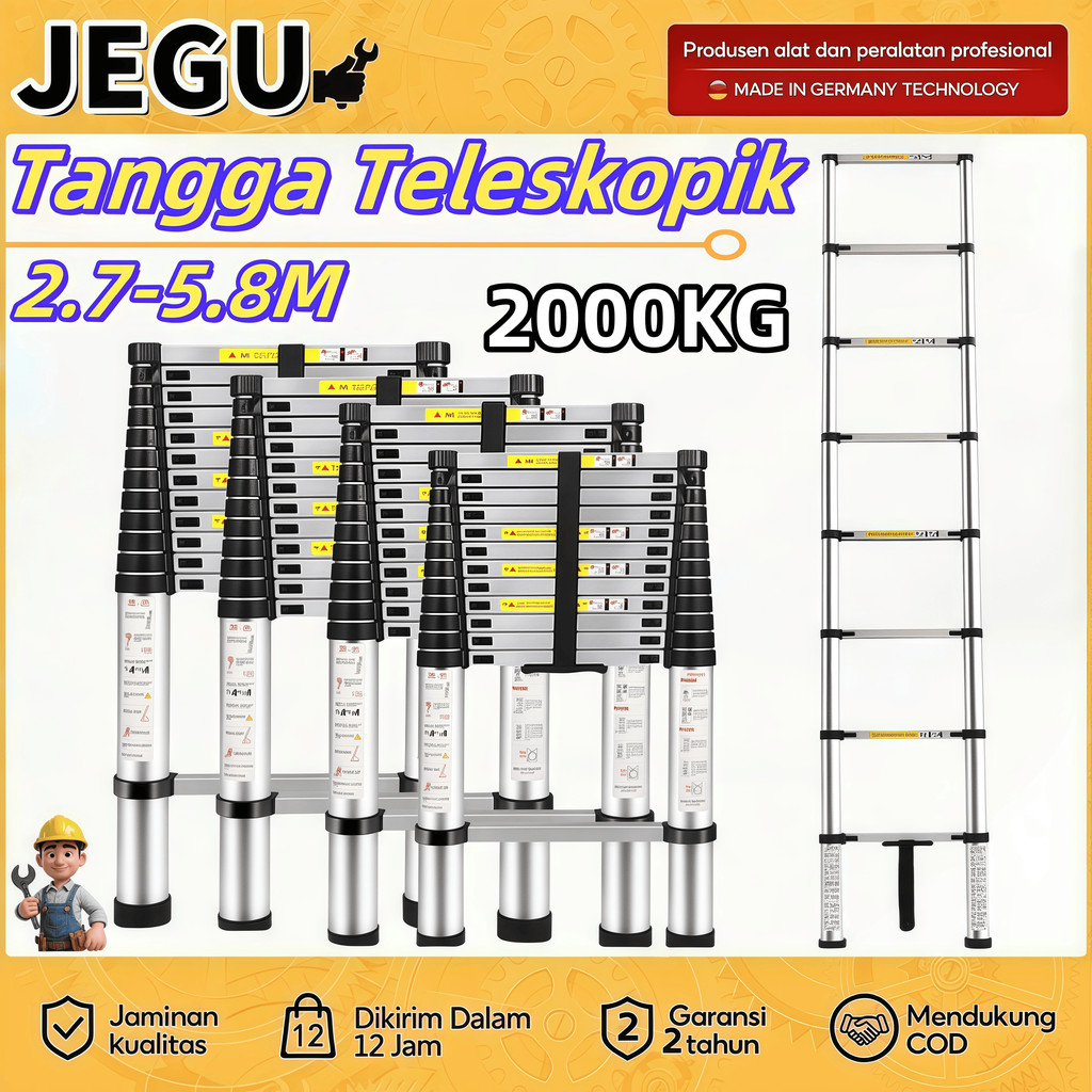 Jarak Anak Tangga Hanya 30 CM/Tangga Lipat Aluminium Tangga Teleskopik Portabel Rumah Tangga Multifu