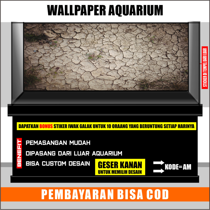 stiker background aquarium 3d timbul custome jumbo kaca akrilik besar full set aspal am