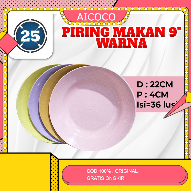 AICOCO HOUSEWARE - PIRING MAKAN PLASTIK WARNA CANTIK - AICOCO Pecah Belah