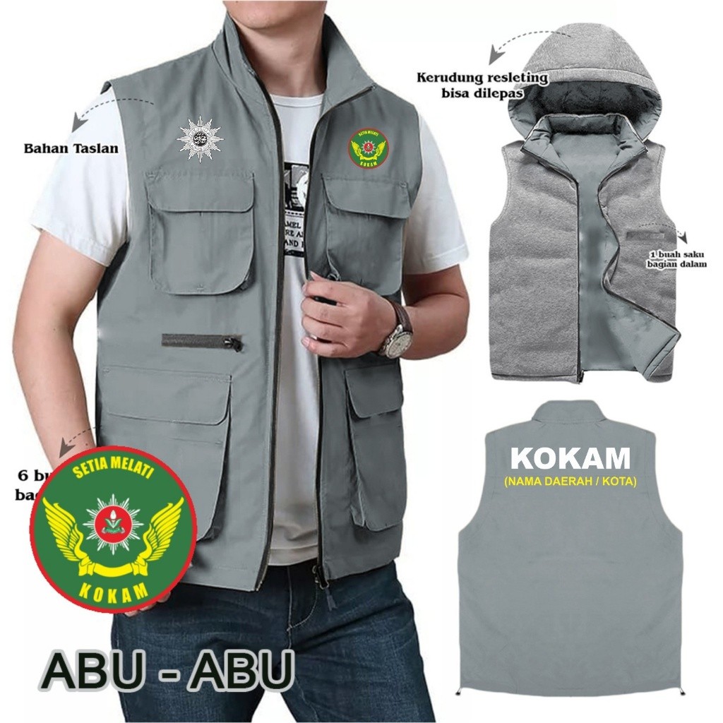 TERLARISSSS  Jaket Rompi Pria Kantong KOKAM MUHAMMADIYAH/ Rompi Sablon KOKAM MUHAMMADIYAH/ Rompi Kan