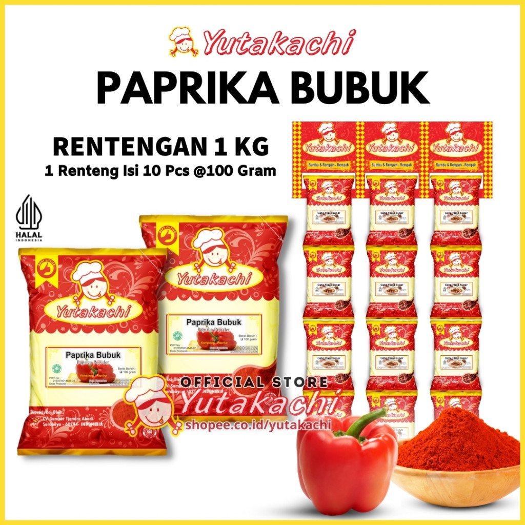 

[RENCENG] Paprika Bubuk 1Kg Yutakachi (Kemasan 100gr x 10 pcs) Paprika Merah Bubuk Premium