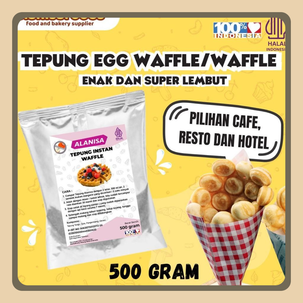 

TEPUNG INSTAN EGG WAFFLE/WAFFLE 500GR SUPER PRAKTIS