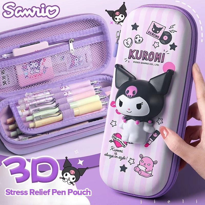 

NEW Sanrio 3D Tempat Pensil Kurromi Penyimpanan Alat Tulis Siswa Waterproof Sekolah Kawaii Kotak Pensil