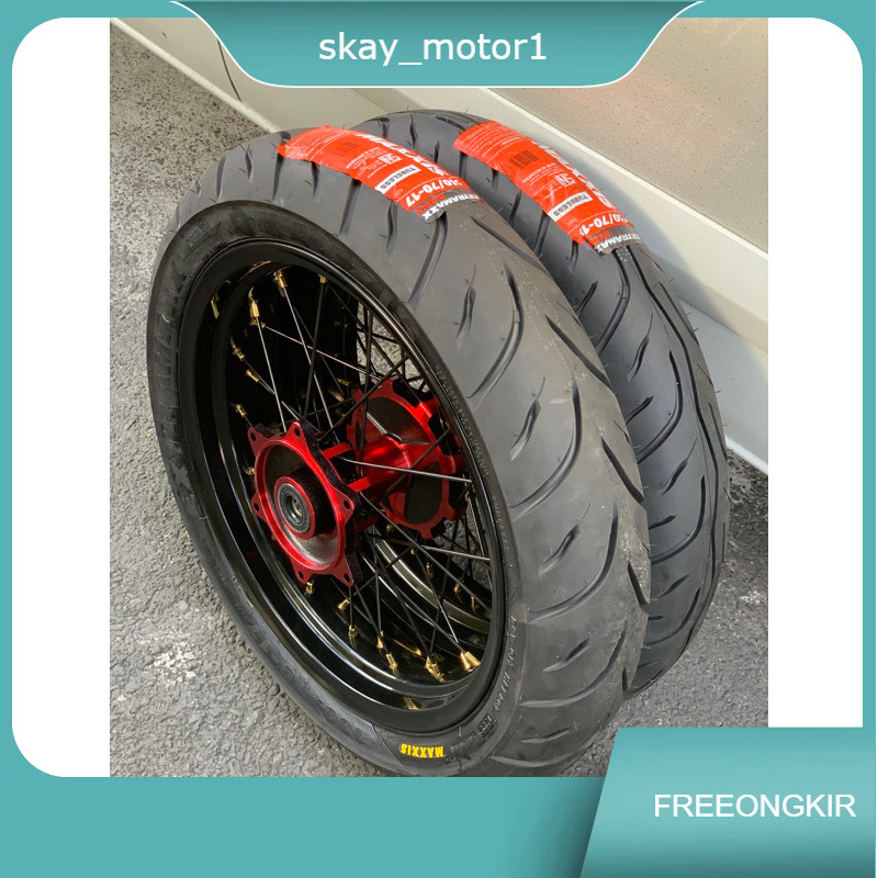 Wheelset supermoto CRF KLX WR  tromol tld xbreak scarlet & velg rossi