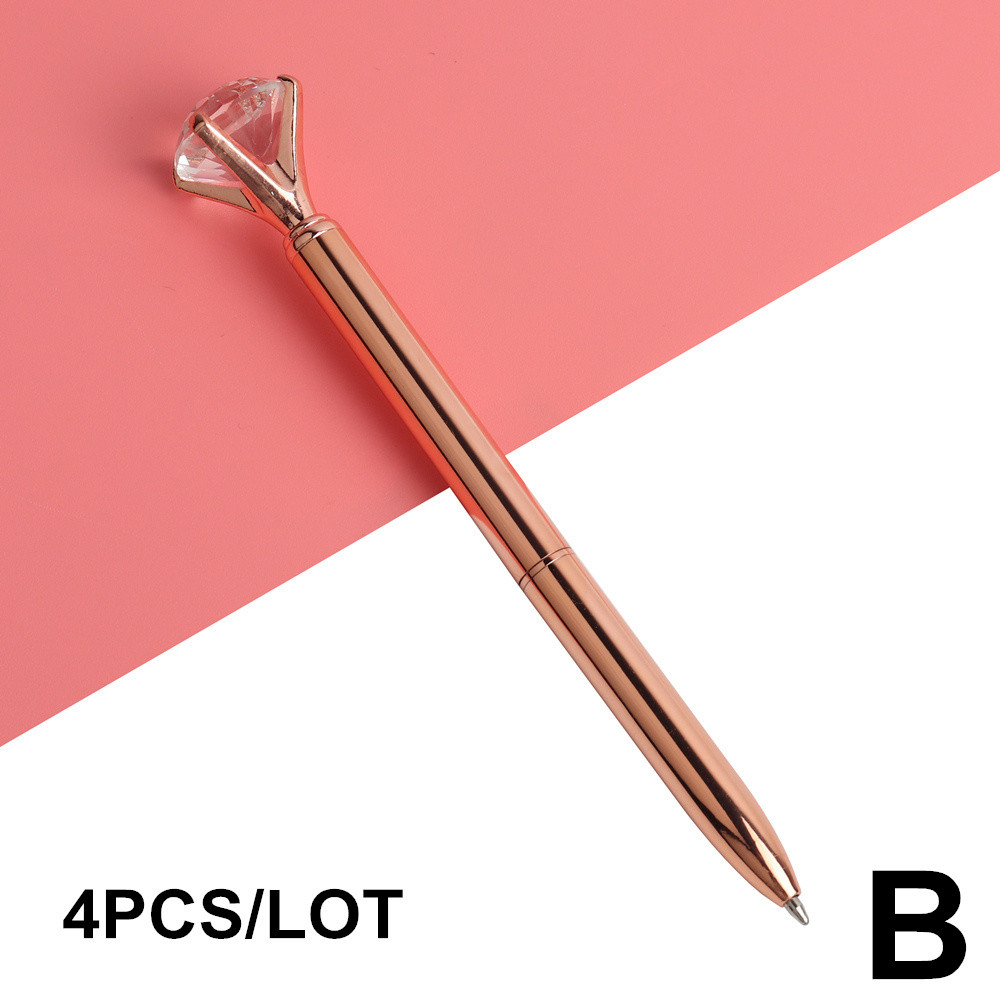 

4pcs/set New Rose Gold Ballpoint Pen Pearl Pens Spotted Diamonds Oil Gradient Pen Set Black Blue refill Novel Stationary Set