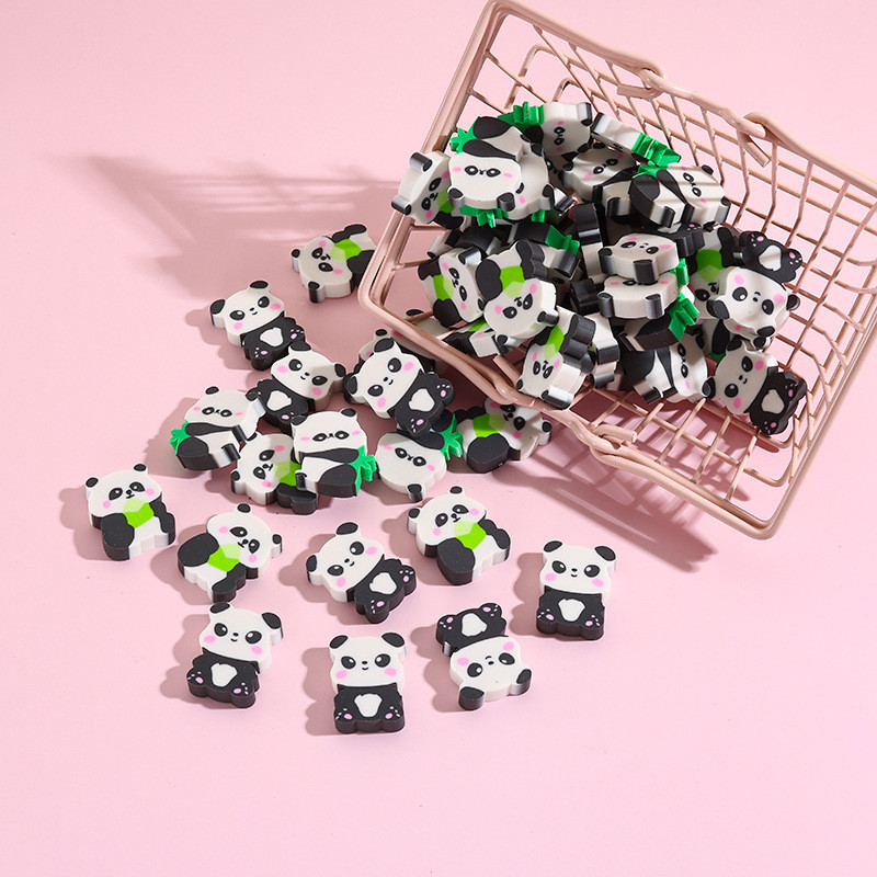 

10Pcs/Lot Cute Cartoon Panda Shaped Eraser Kawaii Panda Bamboo Pencil Rubber Student Gift Stationery Office Supplies Eraser