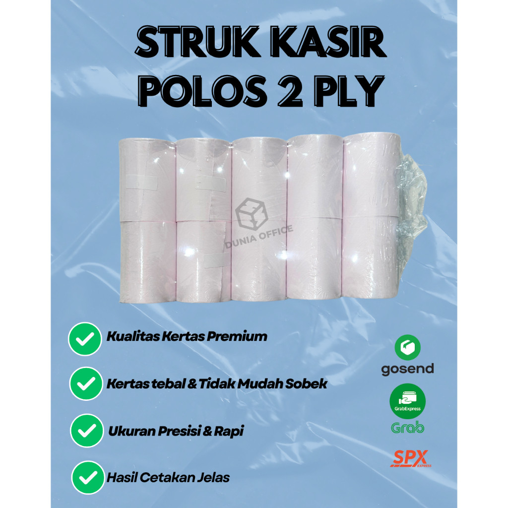 

SAMEDAY/INSTAN Kertas Struk Kasir NCR 2 PLY 75 x 60 POLOS
