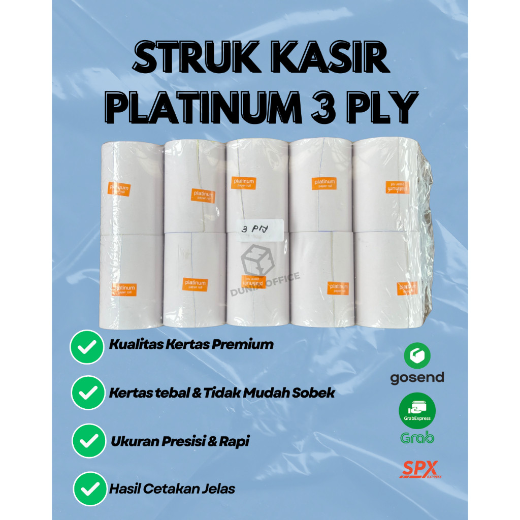 

Kertas Struk Kasir NCR 3 PLY 75 x 60 Merk PLATINUM