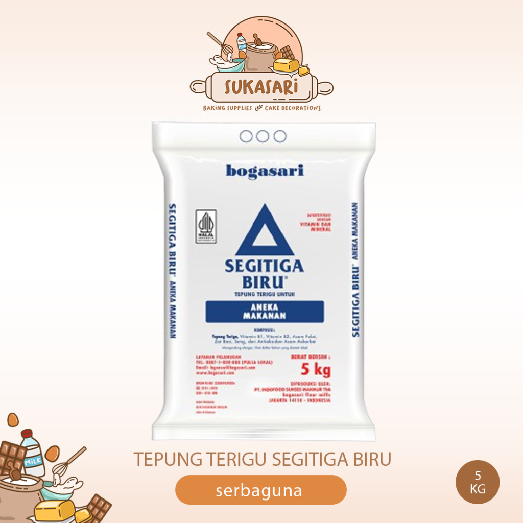

Tepung terigu Segitiga biru 5kg / flour serbaguna all purpose ekonomis