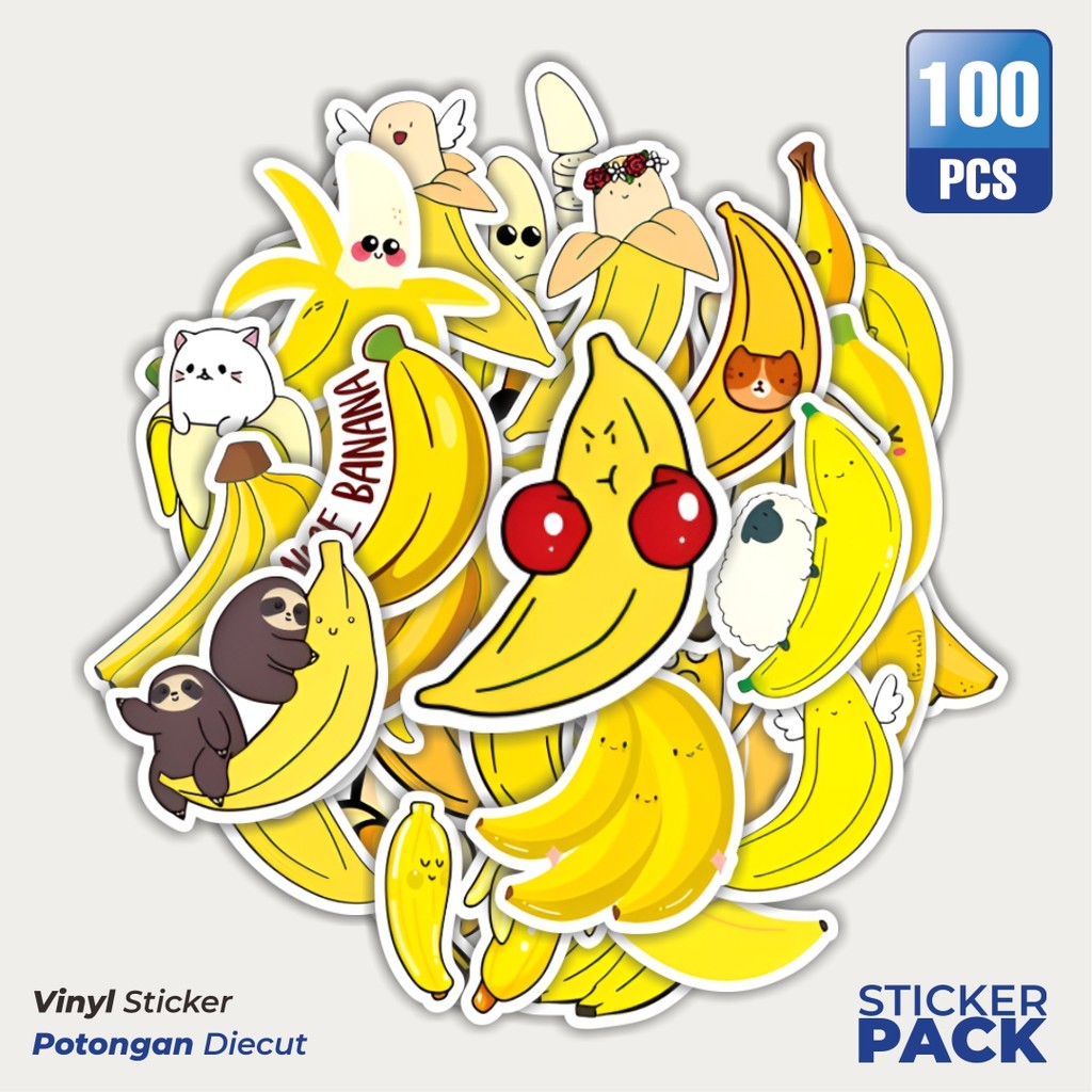 

Stiker Vinyl Stiker Banana [Pisang] Waterproof Aesthetic- Untuk Laptop, Motor, dan Helm - Paper Stationery Pack