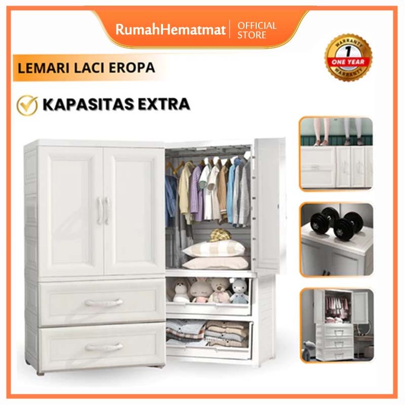 RumahHemat - Lemari Plastik Laci Susun Gantung - Lemari pakaian plastik premium Lemari Pakaian Gantu