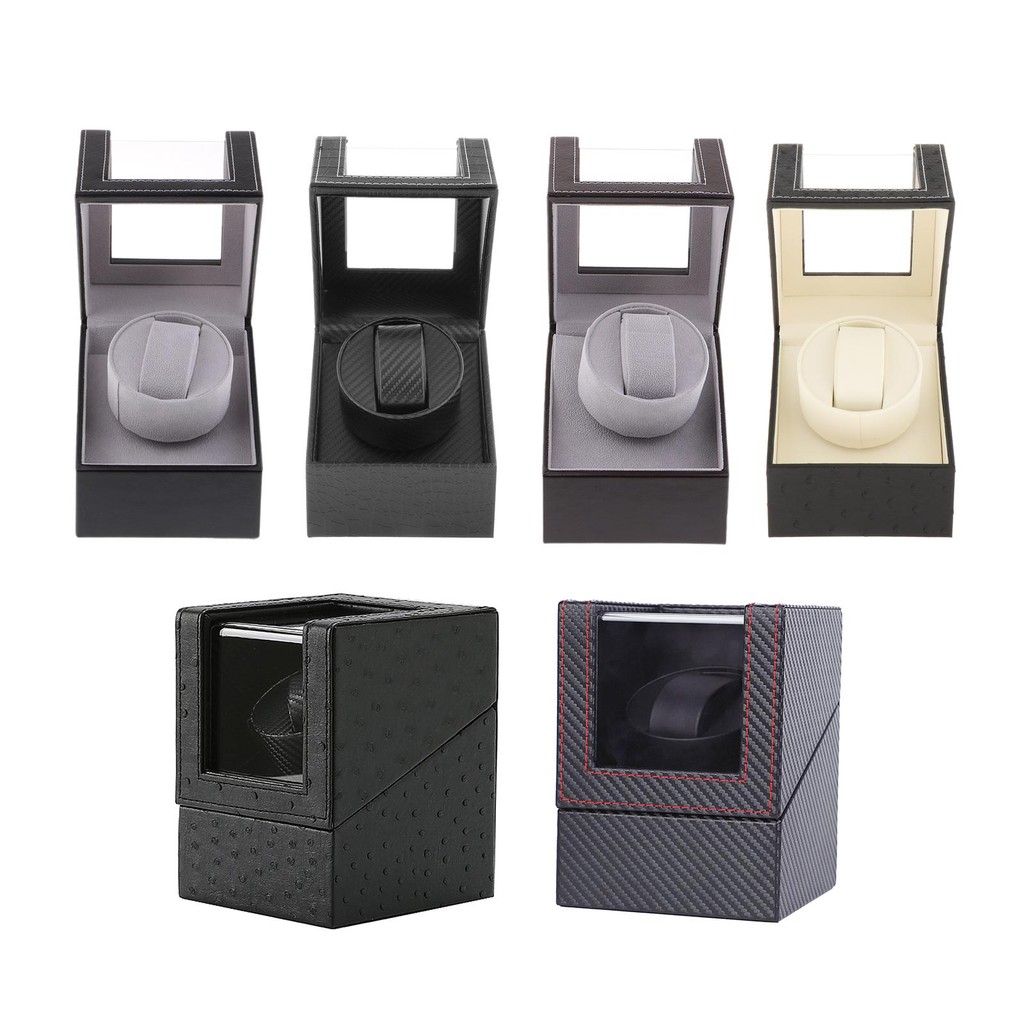 Mini Battery Powered Automatic Watch Winder Winding Box for Mechanical Watch Crocodile pattern