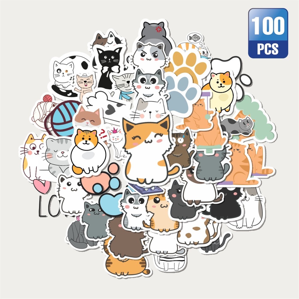 

Terbaru! 50 pcs Sticker Hewan Kucing Dekorasi Lucu Kreatif untuk Notebook, Skateboard, HP