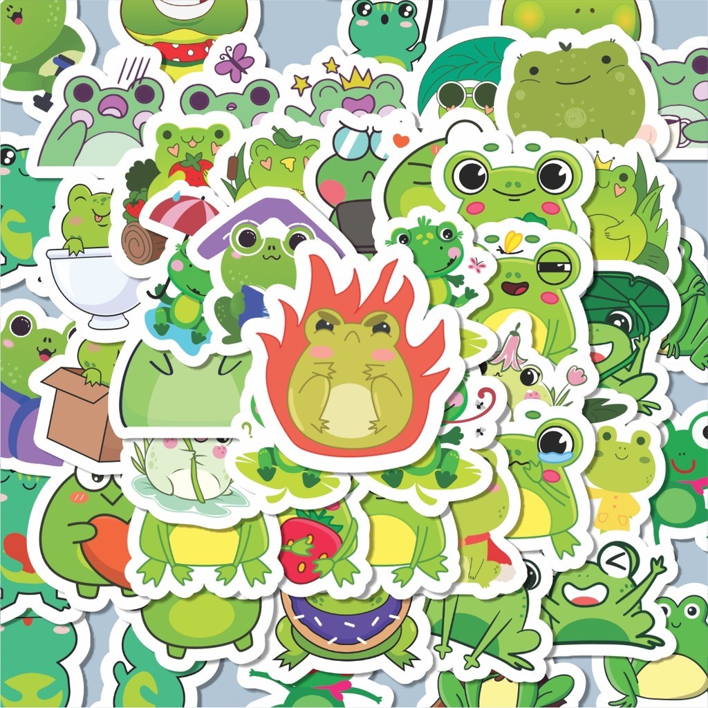 

100PCS Lucu Sticker Hewan Katak Stiker Aesthetic Stiker Anti Air Stikers Berperekat Waterproof sticker decal buat Motor Helm Buku Journal Koper Casing HP Laptop Botol Minum Hadiah anak