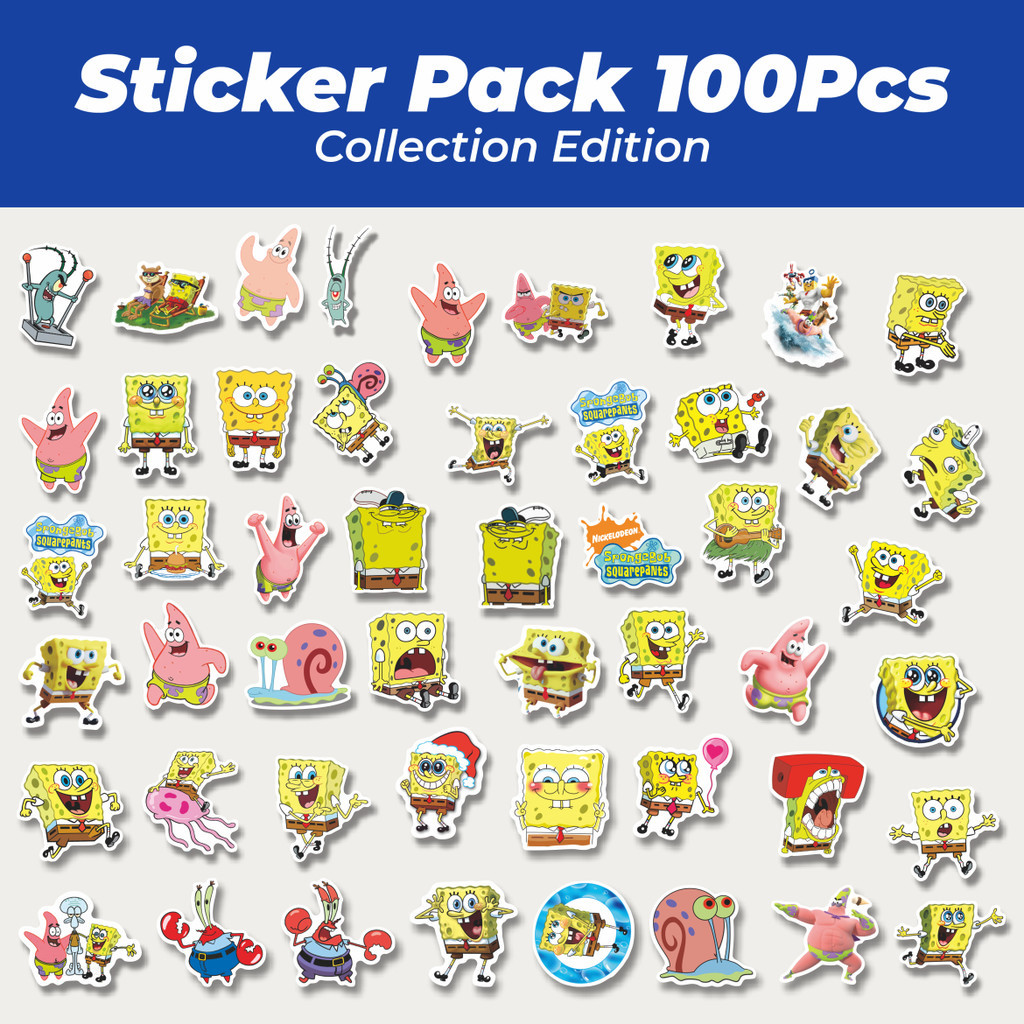

Hot Sticker Kartun SpongeBob SquarePants Lucu Anti Air Stikers Berperekat Waterproof Sticker Decal Buat Motor Helm Buku Journal Koper Casing HP Laptop Botol Minum
