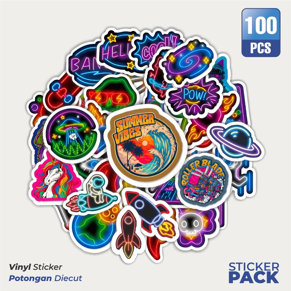 

Stiker Vinyl Stiker Neon Rocket Waterproof Aesthetic- Untuk Laptop, Motor, dan Helm - Paper Stationery Pack