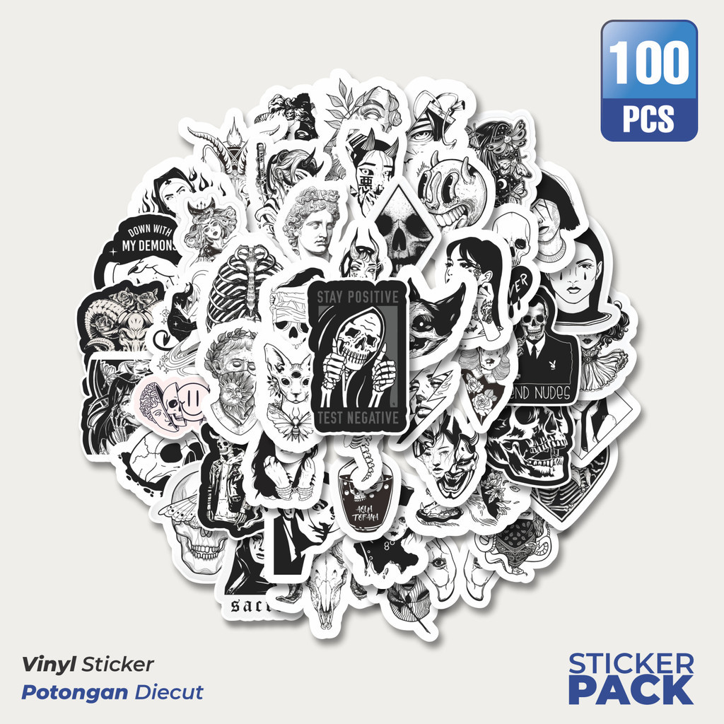 

MURAH 100 PCS Stiker Hororr Random Versi 1 Waterproof Aesthetic- Untuk Laptop, Motor, dan Helm - Paper Stationery Pack