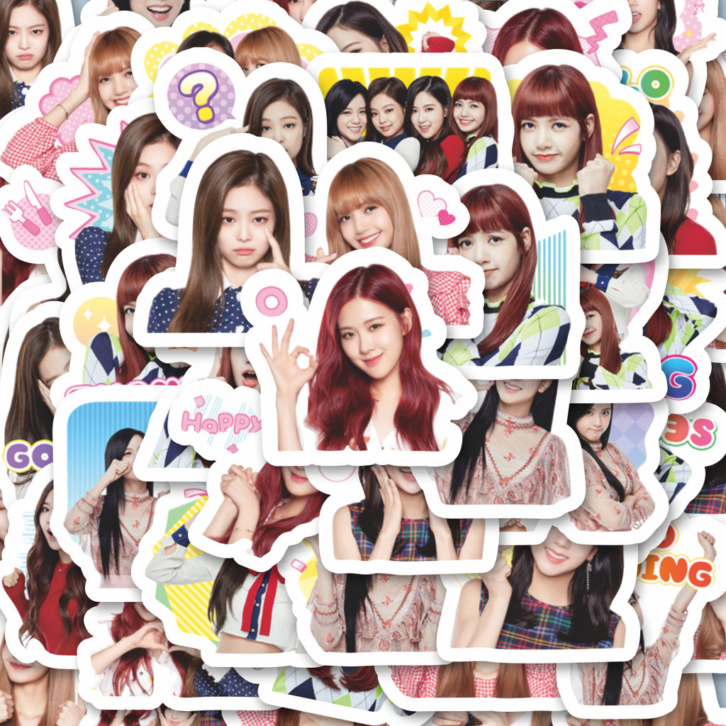 

100PCS Lucu Stiker Girl Band Black Pink Stiker Aesthetic Stiker Anti Air Stikers Berperekat Waterproof sticker decal buat Motor Helm Buku Journal Koper Casing HP Laptop Botol Minum Hadiah anak