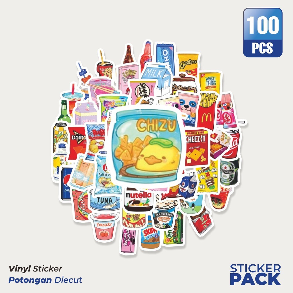 

100 PCS STIKER You Don't Know Food/ Stiker Makanan & Minuman ringan Waterproof Aesthetic- Untuk Laptop, Motor, dan Helm - Paper Stationery Pack