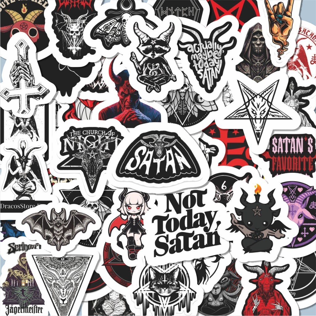 

100PCS Lucu Stiker Lambang Satanic Stiker Aesthetic Stiker Anti Air Stikers Berperekat Waterproof sticker decal buat Motor Helm Buku Journal Koper Casing HP Laptop Botol Minum Hadiah anak