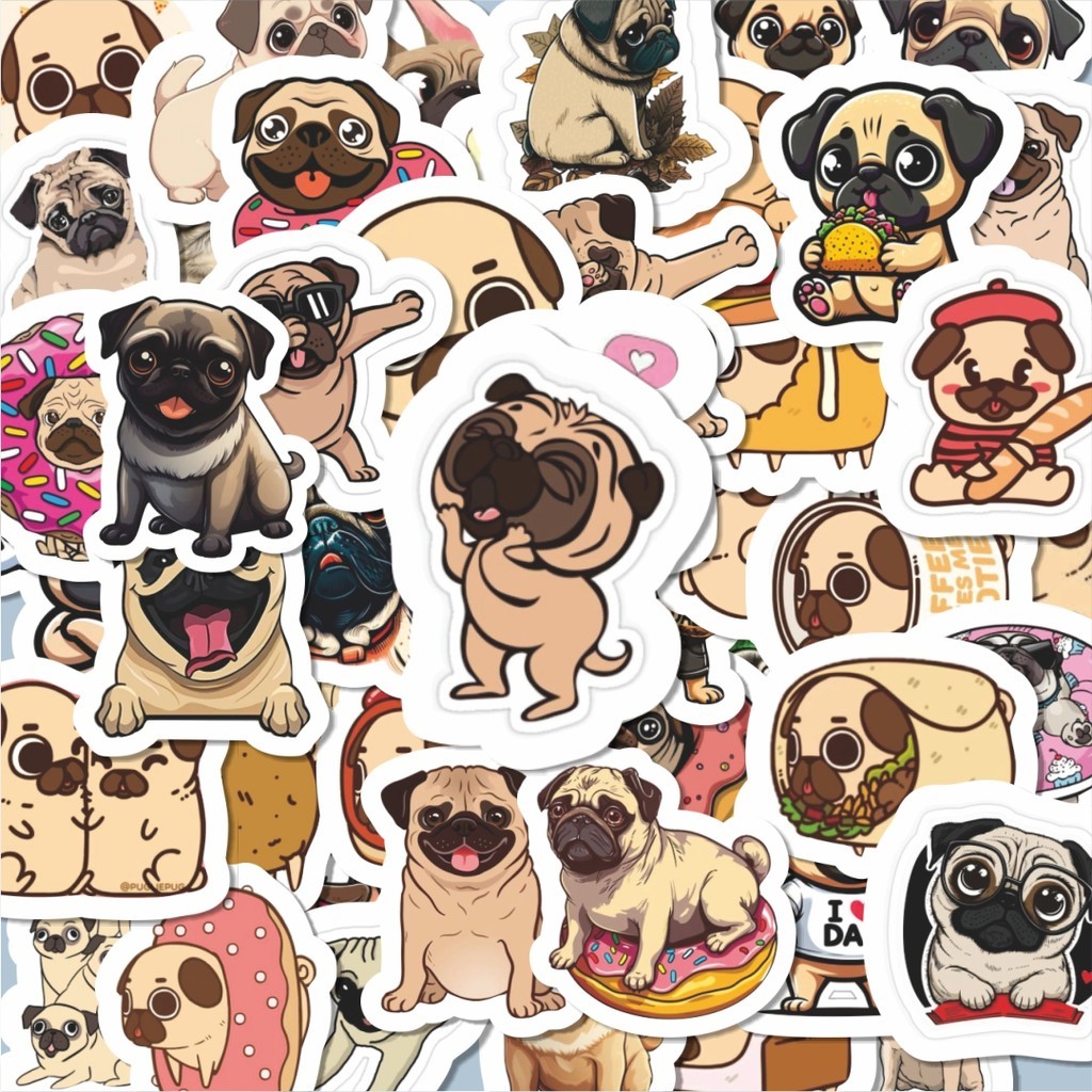 

100PCS Lucu Stiker Hewan Pug Dog [Anjing Pug] Stiker Aesthetic Stiker Anti Air Stikers Berperekat Waterproof sticker decal buat Motor Helm Buku Journal Koper Casing HP Laptop Botol Minum Hadiah anak