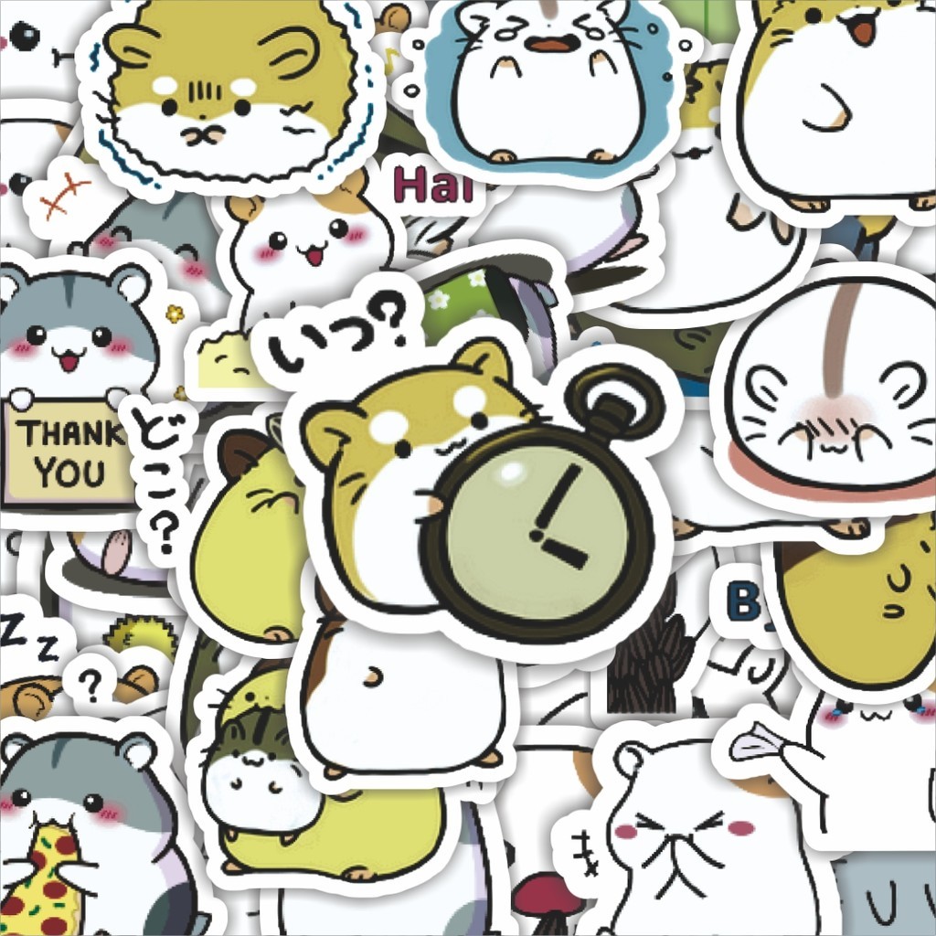 

100PCS Lucu Stiker Hewan Hamster v3 Stiker Aesthetic Stiker Anti Air Stikers Berperekat Waterproof sticker decal buat Motor Helm Buku Journal Koper Casing HP Laptop Botol Minum Hadiah anak