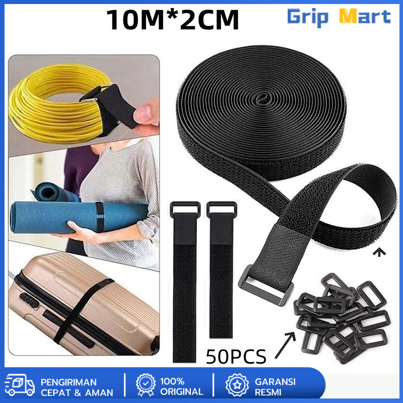 10m*2CM*50pcs Hook&Loop Cable Tie / Pengikat Kabel Ties Hook&Loop Organizer / Nylon Fastener Strap B