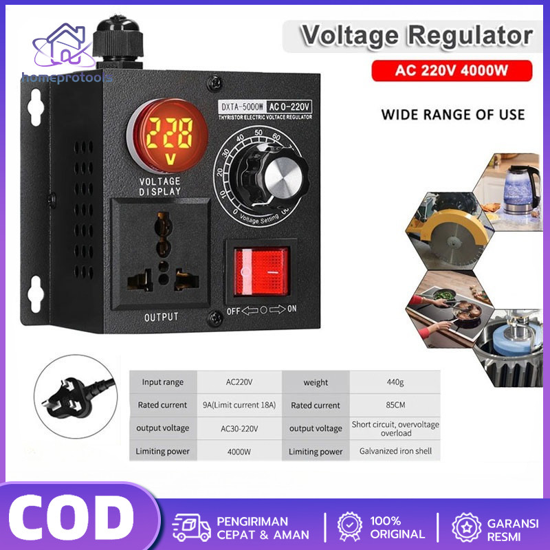 AC 220V 4000W Pengatur Kecepatan Regulator Dimmer Lampu Voltase Voltage Temperatur Light Speed Volt 