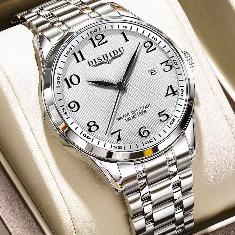 

Jam Tangan Pria Baru Kalender Tunggal Jam Mekanis Non-Otomatis Tahan Air Sederhana Elegan Angka Besar Berkilau Tahan Air