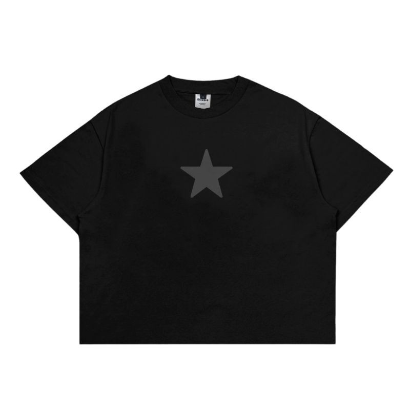 Pabrik kaos kustom Oversize | T-Shirt | Boxy | Star | Black